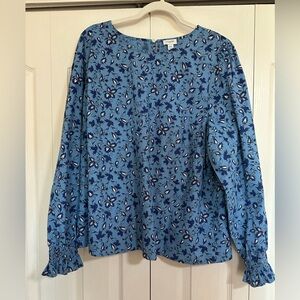 J. Crew Ladies Blue Floral Blouse